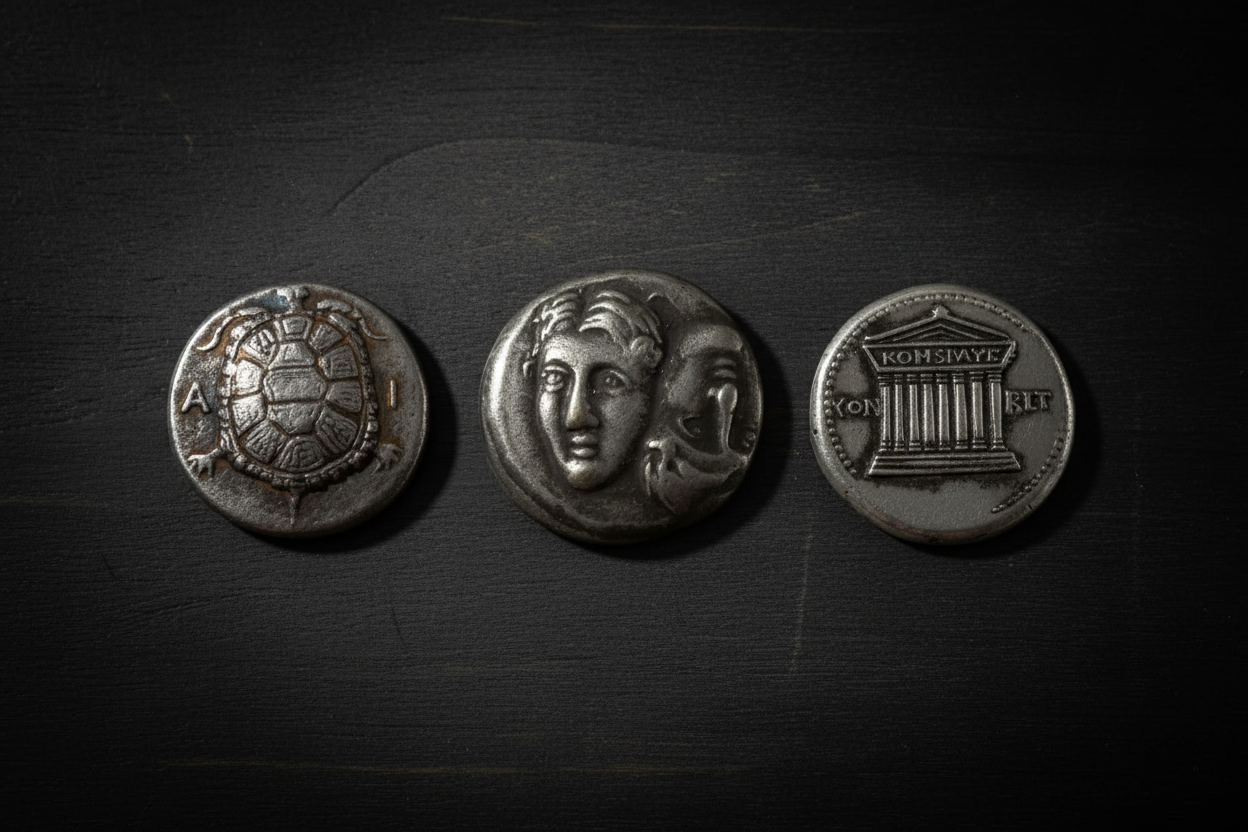 ancient coin replicas Roman Greek Egyptian collectible coins display