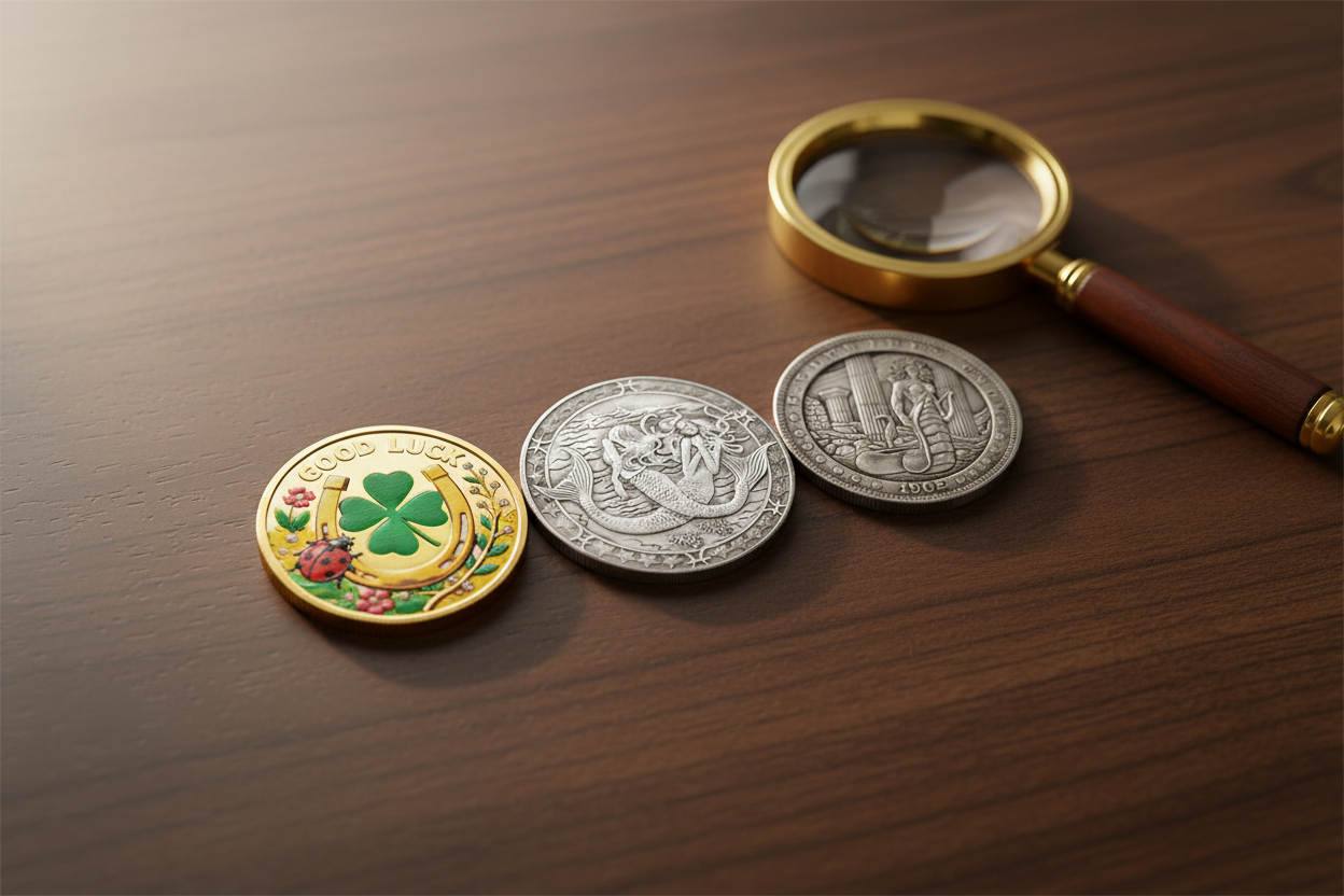 beginner coin collecting guide showing commemorative coins magnifying glass and collection tools"