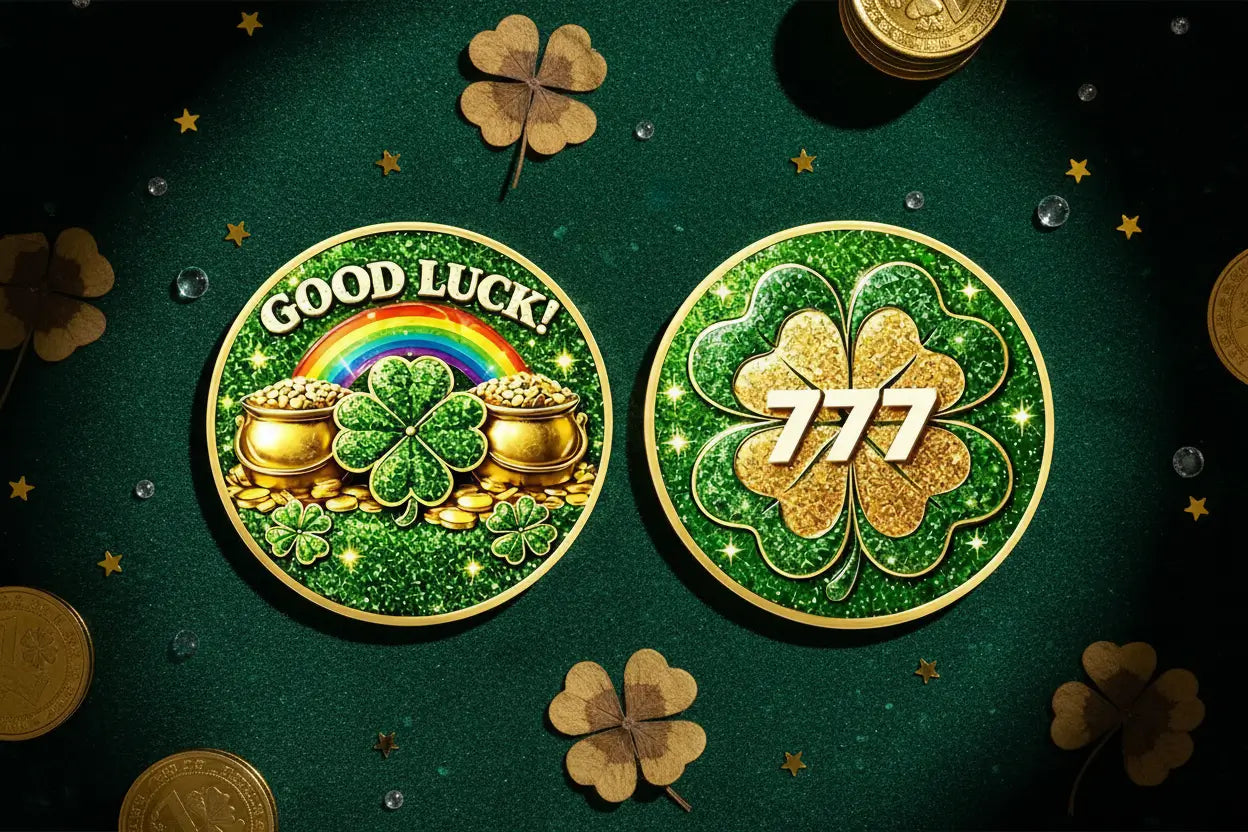 Lucky 777 Four-Leaf Clover Coin – Good Luck Gift & Fortune Collectible