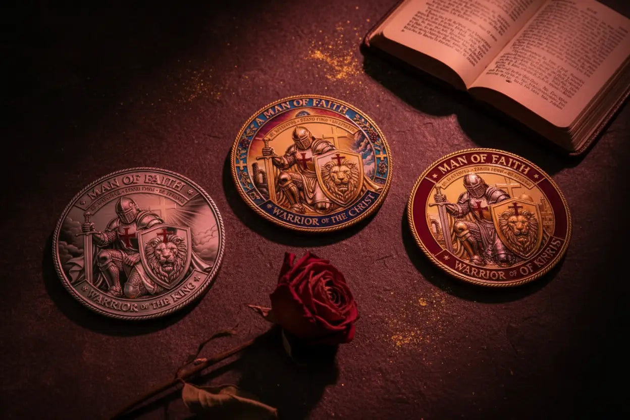 Man of Faith collectible coins Warrior of the King Warrior of Christ Knights Templar Christian faith gift for collectors