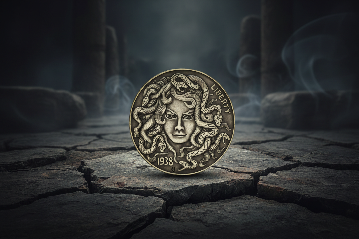 Medusa hobo nickel Greek mythology collectible coin snake hair gorgon available at One More Coin store