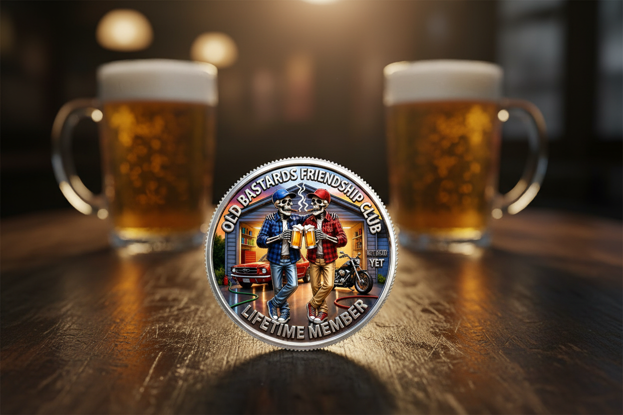 Old Bastards Friendship Club Lifetime Member collectible coin funny best friend gift