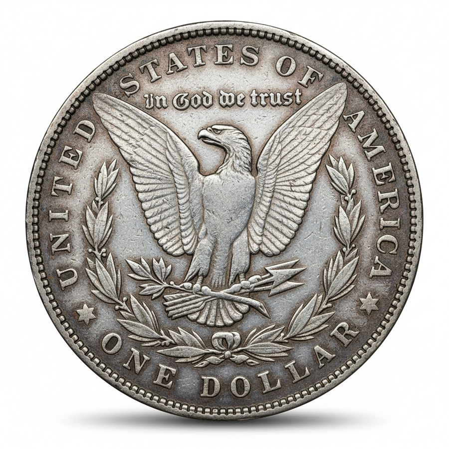 1937 hobo nickel replica reverse side with United States of America eagle, In God We Trust, One Dollar text, 38mm diameter