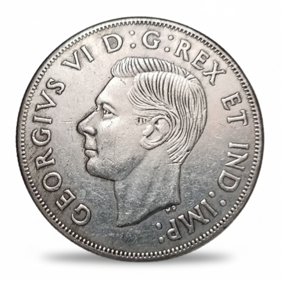 1945 Canadian Silver Dollar George VI obverse commemorative collectible coin available at One More Coin store
