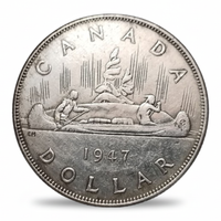 1947 Canadian Silver Dollar voyageur canoe reverse historical collectible coin gift for collectors

