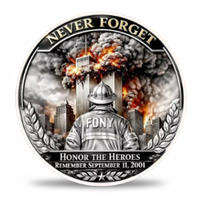 9/11 Never Forget FDNY firefighter commemorative collectible coin token September 11 memorial tribute gift for first responder collectors
