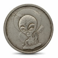 Alien hobo coin collectible UFO extraterrestrial greeting third eye sci-fi paranormal memorabilia gift for collectors available at One More Coin store