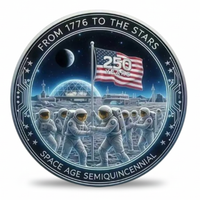America 250 semiquincentennial collectible coin astronauts planting flag on the moon from 1776 to the stars space age available at One More Coin store
