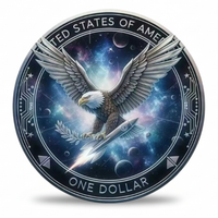 America 250 semiquincentennial collectible coin bald eagle rocket olive branch deep space United States of America patriotic collectible

