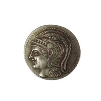 Ancient Athens Athena coin showing goddess of wisdom with distinctive crested helmet and plume - antique silver finish 27g