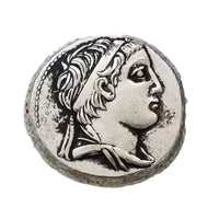 Ancient Ptolemaic Egypt coin showing royal profile with elaborate wavy hair and decorative headband - antique silver finish 23g