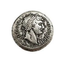 Ancient Roman Emperor Antoninus Pius coin showing bearded profile with Latin inscription - antique silver finish 53g