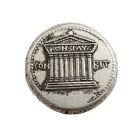 Ancient Roman temple coin showing classical temple with columns, pediment and ROM S AVG COM BIT inscriptions - antique silver finish 53g