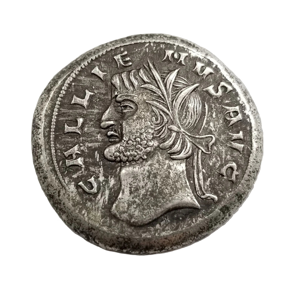 Ancient Roman Emperor Philip I the Arab coin showing bearded profile with ornate radiate crown and Latin inscription - antique