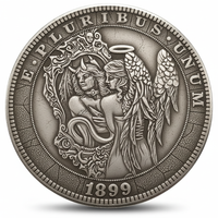 Angel devil mirror coin with baroque reflection and duality symbolism 1899 gothic philosophical art available at One More Coin store
