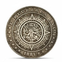 Aztec calendar Morgan Dollar hobo coin collectible Mesoamerican sun stone deity ancient civilization silver-plated gift for collectors available at One More Coin store
