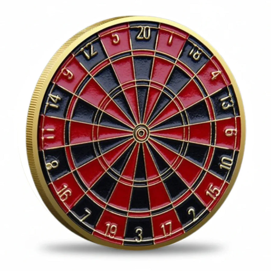Dartboard coin gold finish red board darts game novelty collectible gift for collectors available at One More Coin store
