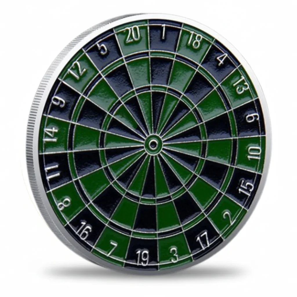 Dartboard coin reverse green board darts game novelty collectible token
