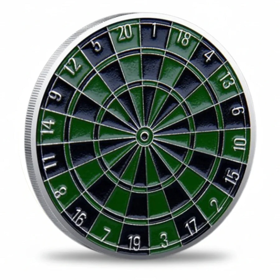 Dartboard coin reverse green board darts game novelty collectible token
