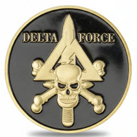 Delta Force challenge coin commemorative collectible skull crossed daggers special operations US Army special forces military collectible token available at One More Coin store
