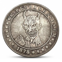 Demon hobo nickel coin 1878 commemorative collectible horns fangs carved coin Gothic dark art horror collectible token available at One More Coin store

