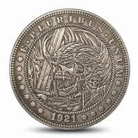 Dragon skeleton hobo coin with skull flowing mane and skeletal ribs 1921 carved gothic fantasy art available at One More Coin store

