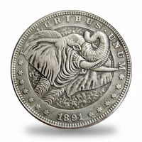 Elephant hobo nickel collectible coin 1891 wildlife carved folk art gift for collectors available at One More Coin store
