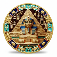 Great Sphinx of Giza pyramid hieroglyphs ancient Egyptian commemorative collectible coin gold relief scarab ankh border mythology collectible token
