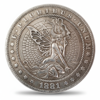 Fairy coin with butterfly wings and E Pluribus Unum inscription 1881 gothic fantasy art available at One More Coin store
