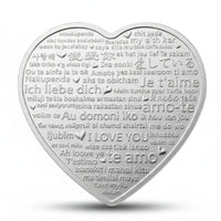 I Love You heart rose coin reverse side multilingual love inscriptions multiple languages romantic Valentine anniversary collectible token
