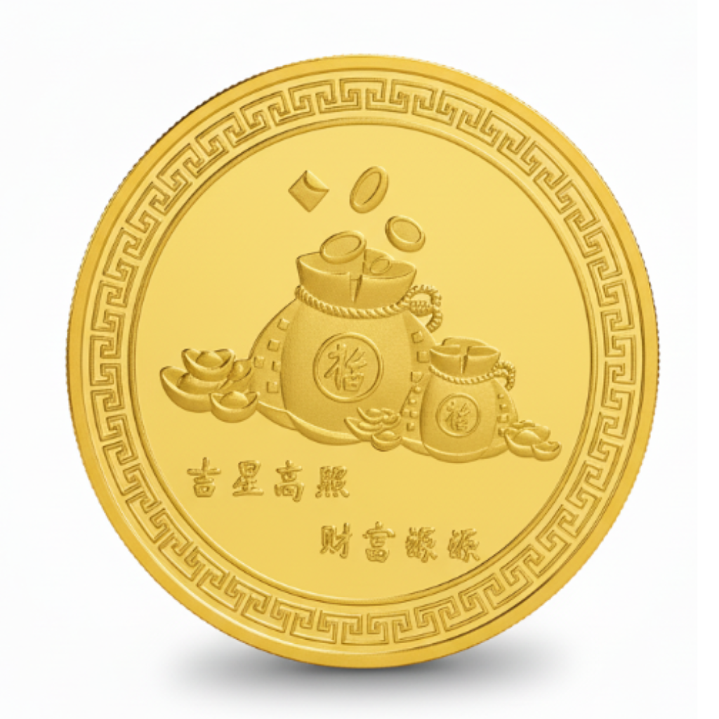 Japanese Lucky Cat Maneki-neko coin reverse Chinese prosperity symbols fortune wealth novelty collectible token
