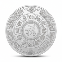 Premium 40mm silver coin reverse featuring 12 Chinese zodiac animals surrounding fortune character on white background
