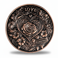 Love Forever rose coin commemorative collectible every moment is precious hearts romantic anniversary Valentine's Day romance collectible token available at One More Coin store
