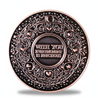 Love Forever rose coin reverse heart rose flowers romantic anniversary Valentine's Day romance collectible token
