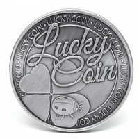 Lucky coin commemorative collectible four-leaf clover ladybug horseshoe inspirational message happiness novelty collectible token available at One More Coin store
