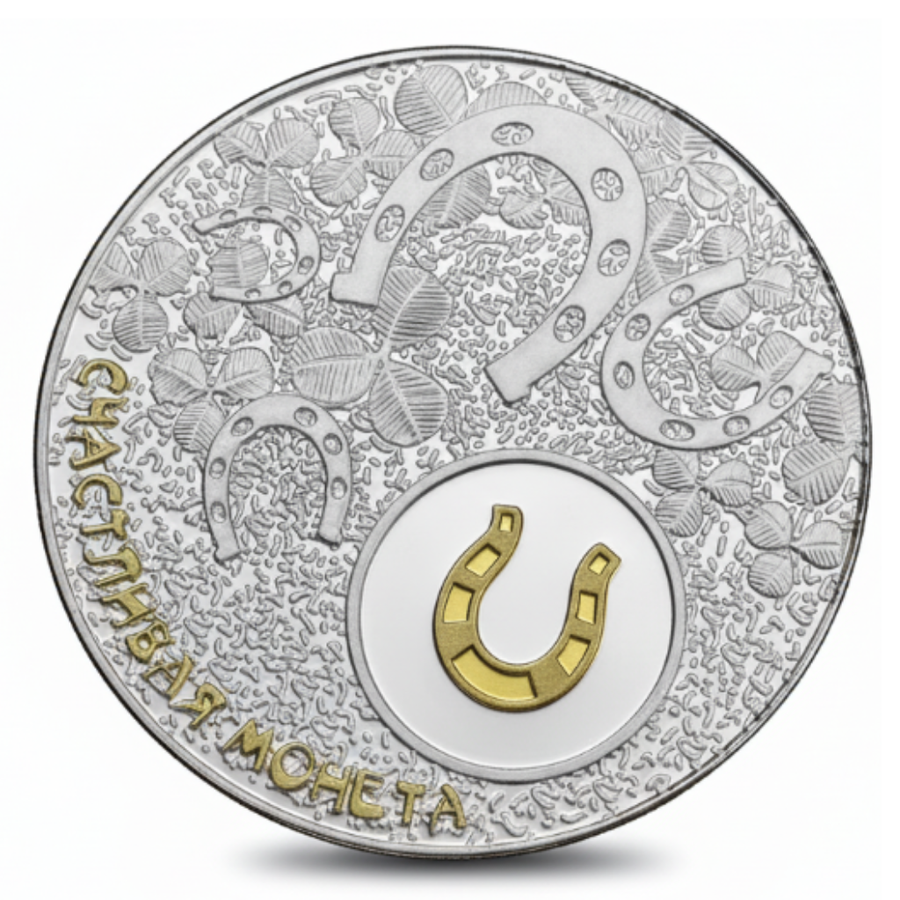 Lucky pot of gold coin reverse horseshoe shamrocks Celtic design Irish good luck novelty collectible token
