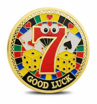 Lucky seven clover coin reverse lucky number 7 dice horseshoe charms good luck novelty collectible token
