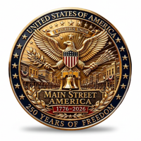 Main Street America 250th anniversary commemorative collectible coin Great Seal eagle Liberty Bell E Pluribus Unum gold relief patriotic collectible token
