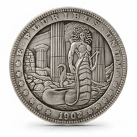Medusa Morgan Dollar coin collectible Greek mythology Gorgon serpent hair ancient ruins skeleton eagle silver-plated gift for collectors available at One More Coin store
