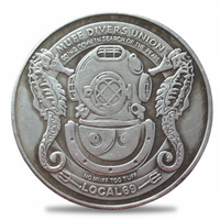 Muff Divers Union novelty coin collectible deep sea diver helmet humor gag gift bachelor party silver-plated available at One More Coin store
