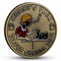 Mummy Daddy diaper change coin commemorative collectible new parents baby shower funny parenting novelty collectible token available at One More Coin store
