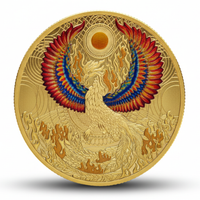 Phoenix Chinese zodiac coin gold commemorative collectible enamel wings flames rebirth mythology feng shui collectible token available at One More Coin store
