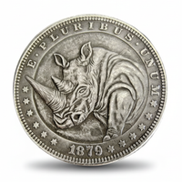 Rhino hobo nickel collectible coin 1879 rhinoceros carved wildlife folk art gift for collectors available at One More Coin store
