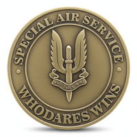 SAS Special Air Service challenge coin commemorative collectible winged dagger Who Dares Wins British special forces military collectible token available at One More Coin store
