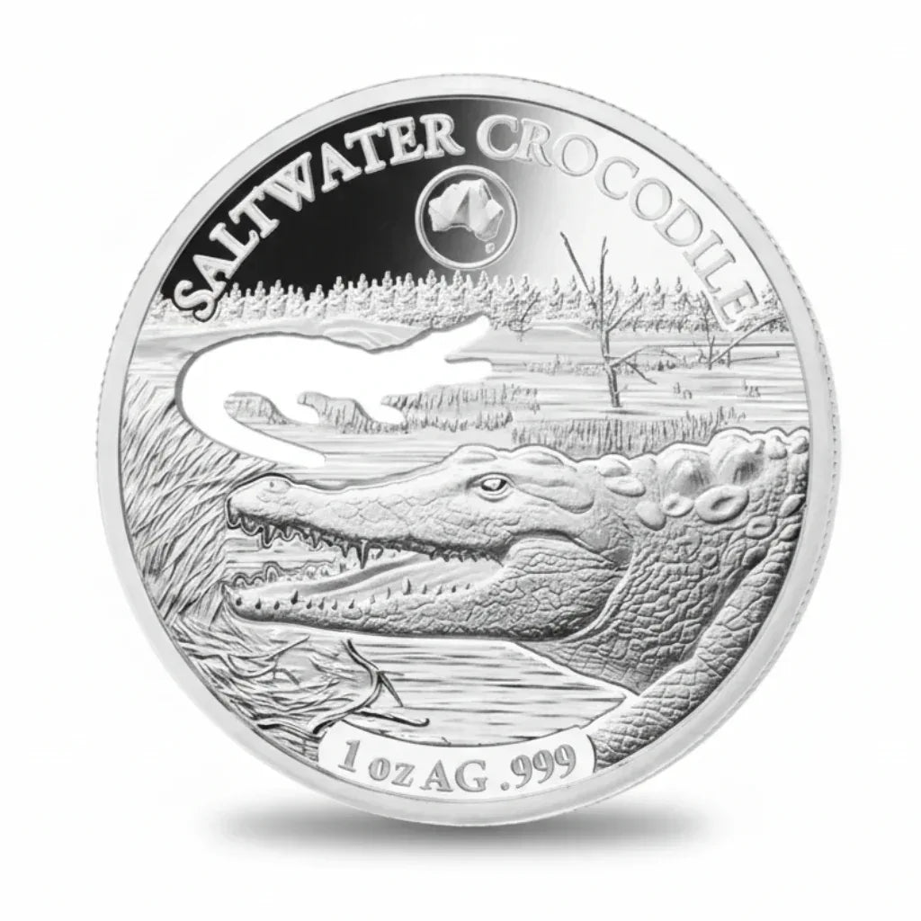 Saltwater crocodile collectible coin Australian wildlife reptile coin gift for collectors available at One More Coin store
