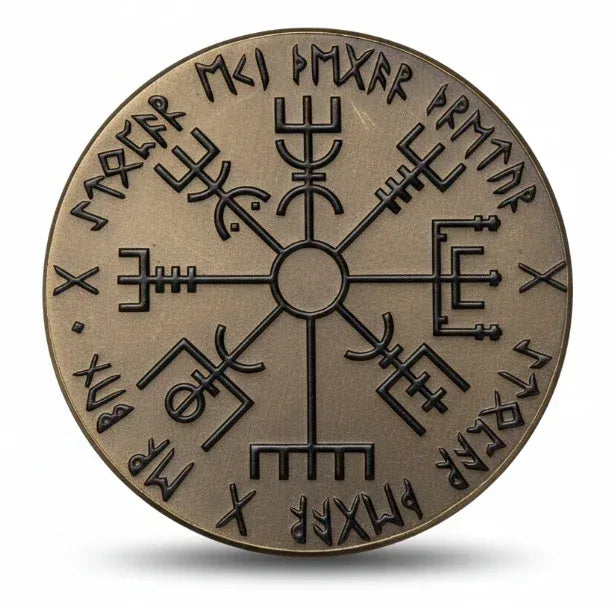 Vegvisir Compass Rune Coin – Norse Collectible