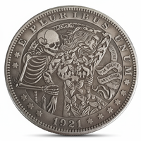 Skeleton kissing butterfly woman coin with flowers and Latin inscription 1921 carved gothic romance art available at One More Coin store
