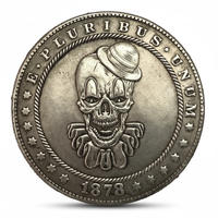 Skull top hat coin with Victorian design and eagle reverse 1878 carved gothic art available at One More Coin store

