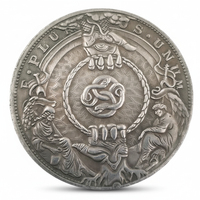 Snake skeleton hand coin with grim reaper and angel carved memento mori art available at One More Coin store
