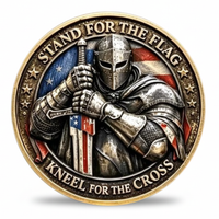 Stand for the Flag Kneel for the Cross armoured crusader knight Stars and Stripes commemorative collectible coin patriotic faith collectible token available at One More Coin store
